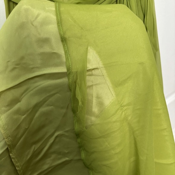 Vintage Green Ruffled Flowy Long Maxi Dress Flutter Fleece Sheer Chiffon Prom - Picture 6 of 15